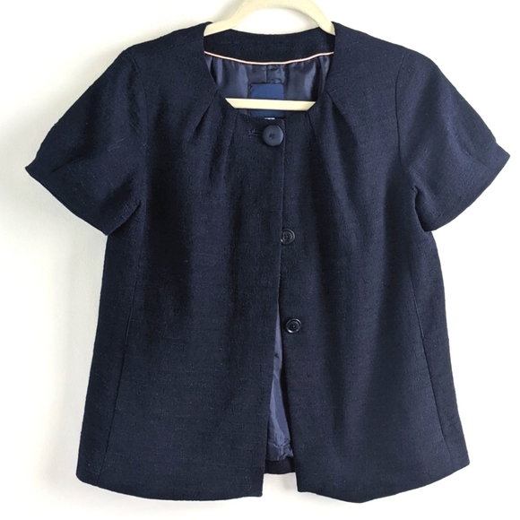 J. Crew Jackets & Blazers - J Crew Cropped Short Sleeve Coat Navy Blue 6